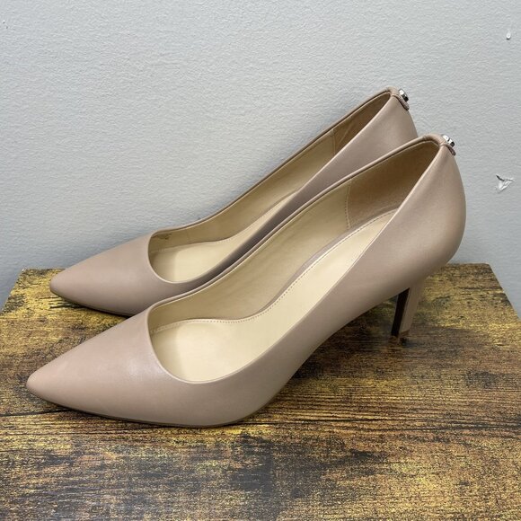 Michael Kors Dorothy Flex Pump Khaki Leather Heel Shoe - Picture 3 of 9